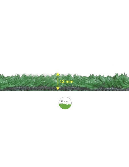 Cesped Artificial 12 mm. Rollo 2x25 metros. Césped Moqueta Para Interior y Exterior. Jardín, Terraza, Balcón. Uso Domestico