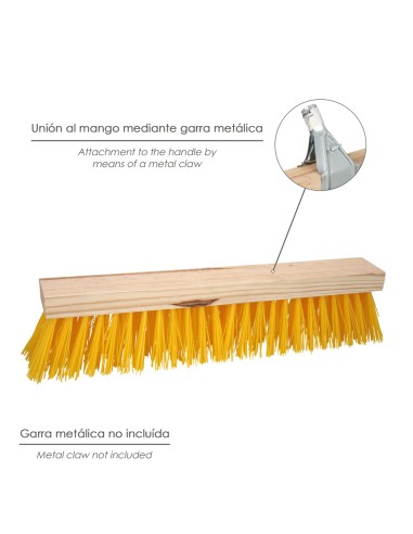 Cepillo Barrendero Industrial Fibra Polipropileno. Soporte Madera 50 cm. (Sin Mango)