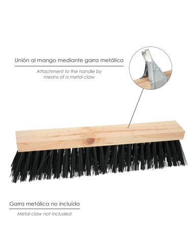 Cepillo Barrendero Industrial Fibra PVC Soporte Madera 50 cm. (Sin Mango)
