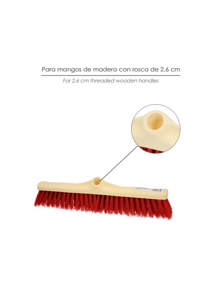Cepillo Barrendero Industrial Fibra Suave PVC. Soporte Polipropileno 50 cm. (Sin Mango)