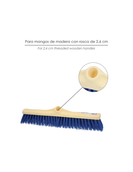 Cepillo Barrendero Industrial Fibra Semi Rigida PVC. Soporte Polipropileno 50 cm. (Sin Mango)