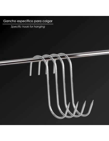Gancho Carnicero Inoxidable Nº 3 de 140 x 5 mm. gancho para productos carnicos.