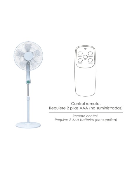 Ventilador Suelo Silencioso Con Mando. Ø 43 cm. Altura 140cm. 55 watt. 55 watt. Ventilador programable. Ventilador oscilante.