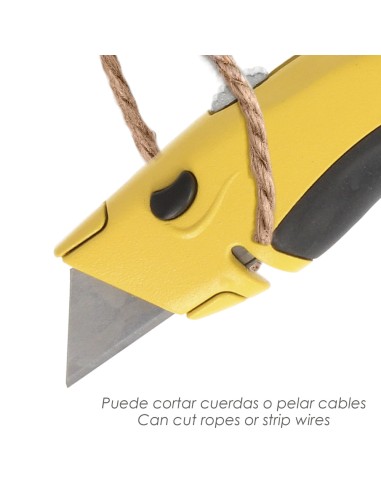 Cuchillo Con Hoja Retractil De 20 mm. Cambio Hoja Rápido Carcasa De Aluminio Agarre Engomado. Uso Profesional