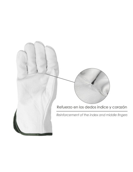 Guantes De Trabajo De Piel Flor De Vacuno, Proteccion Laboral, Riesgos Mecanicos, Guantes De Seguridad De Cuero. Talla 9"