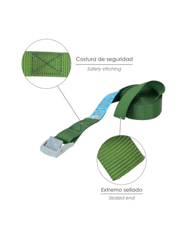 Cinta De Amarre Con Trinquete 4 metros x 25 mm. Trinquete Metalico Automatico, Cincha, Eslinga Mercancia, Correa Sujeción