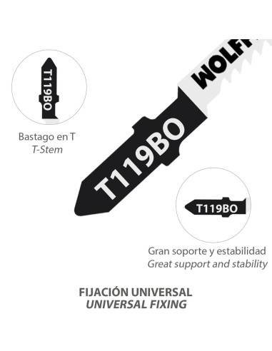 Hojas Sierra Calar Para Madera Corte Fino 5 Piezas. Hoja Cromo Vanadio 58. Vastago T Universal