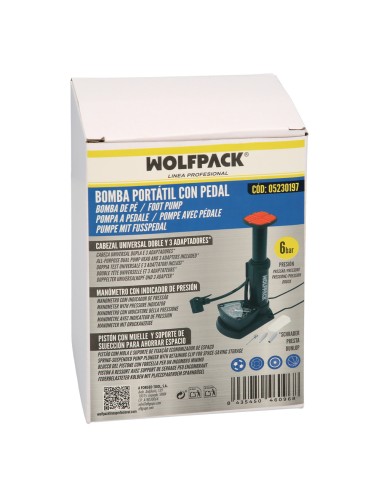 Bomba Aire Pie / Pedal Con Manometro 6 Bares Cuerpo Acero, Valvulas SCHRADER y PRESTA con Adaptadores. Bomba Bicicletas, Motos