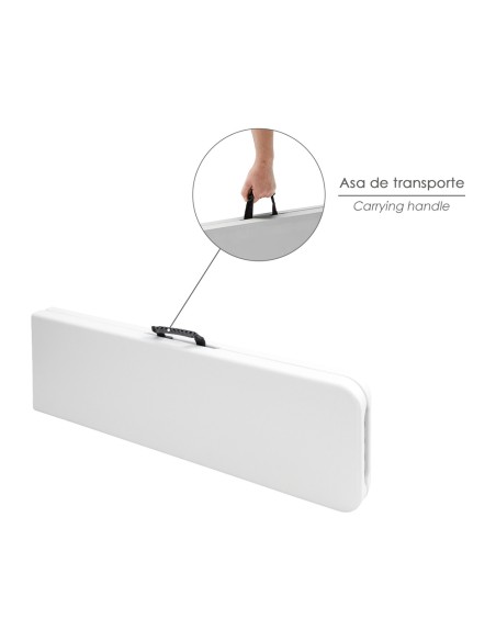Banco Plegable Multifuncional, Portatil, Resistente,Multiusos 183x28x44 cm. Color Blanco