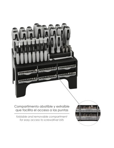 Juego de Destornilladores / Destorpuntas 100 Piezas Con Soporte Expositor