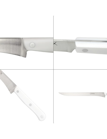 Cuchillo Husky Jamonero 25 cm. Hoja Acero Inoxidable, Cuchillo Jamon, Cuchillo Cortar Jamon Mango Ergonomico Blanco