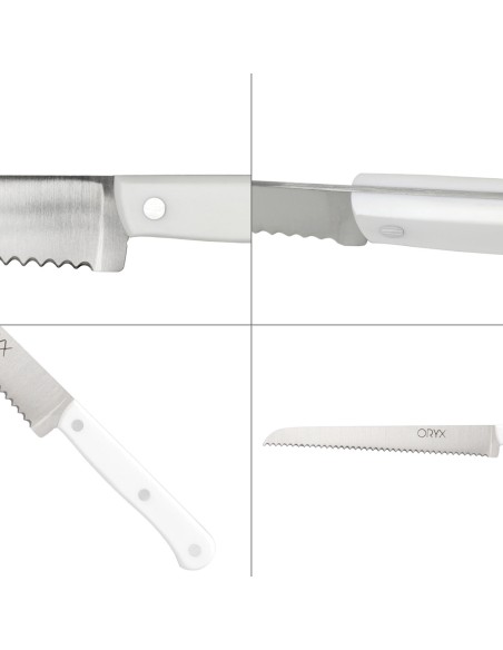 Cuchillo Husky Panero 21 cm. Hoja Acero Inoxidable, Cuchillo Pan , Cuchillo Cortar Pan Mango Ergonomico Blanco