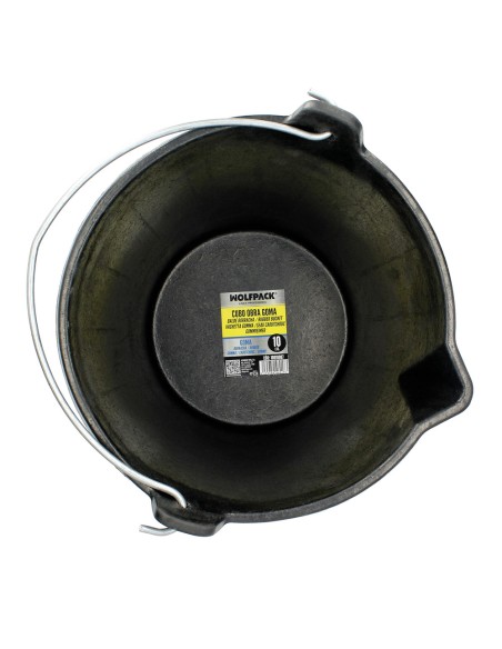 Cubo Obra Industrial Goma 10 Litros Con Pico Vertedor. Base y Laterales Reforzado. Espesor 1 cm. Espuerta Obra, Cubo Goma Obra