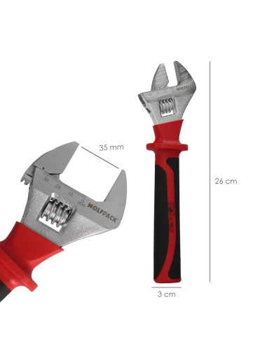 Llave Ajustable Aislada VDE 10". Llave Ajustable Aislada, Llave Inglesa, Llave Moleta Aislada,