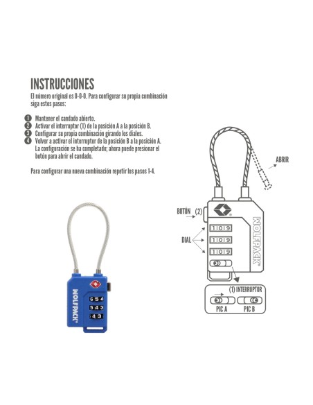 Candado Seguridad Equipaje Tsa 3 Digitos Con Cable Acero. Candado Combinación, Maleta, Viaje, Mochilas, Seguridad
