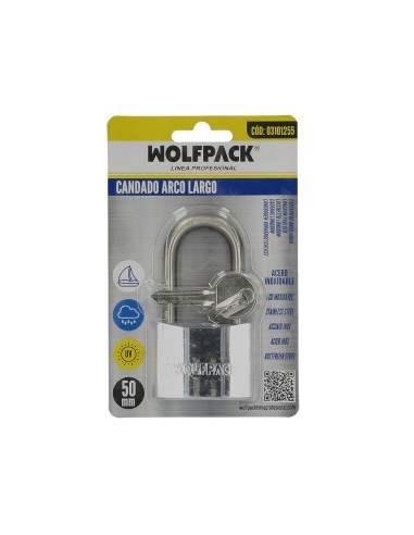 Candado Inoxidable Arco Largo 50mm.