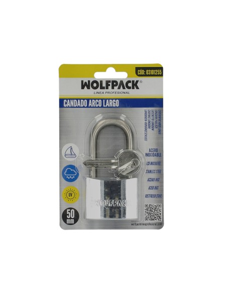 Candado Inoxidable Arco Largo 50mm.