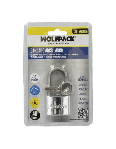 Candado Inoxidable Arco Largo 40mm.
