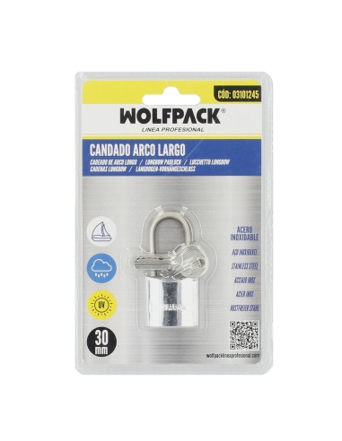 Candado Inoxidable Arco Largo 30mm.