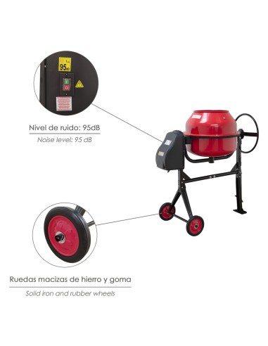 Hormigonera 160 litros / 650 W. Desmontable