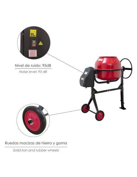 Hormigonera 160 litros / 650 W. Desmontable