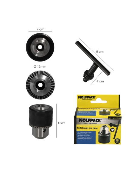 Portabrocas Con Llave 1/2" Hembra Ø 13 mm. para Taladros y Taladradoras