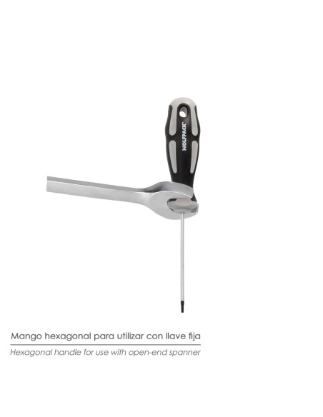 Destornillador Torx Inviolable Acero S2 Mango TPR Bimaterial. Medida T15 x Ø 5,0 x 75 mm.