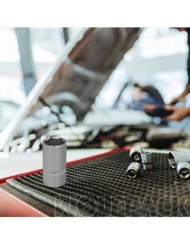 Llave Vaso 1/2" Hexagonal Larga 30 mm. Perfil de 6 caras. Acero Cromo Vanadio, Aristas Redondas