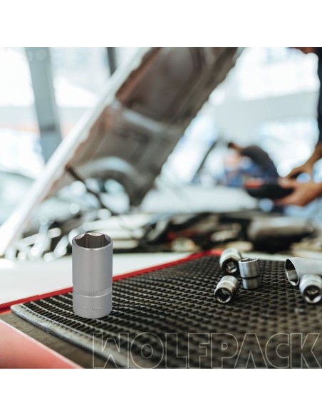 Llave Vaso 1/2" Hexagonal Larga 30 mm. Perfil de 6 caras. Acero Cromo Vanadio, Aristas Redondas