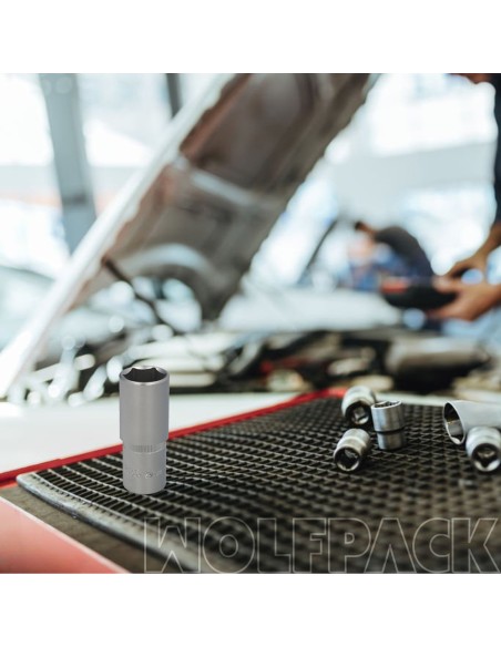 Llave Vaso 1/2" Hexagonal Larga 24 mm. Perfil de 6 caras. Acero Cromo Vanadio, Aristas Redondas