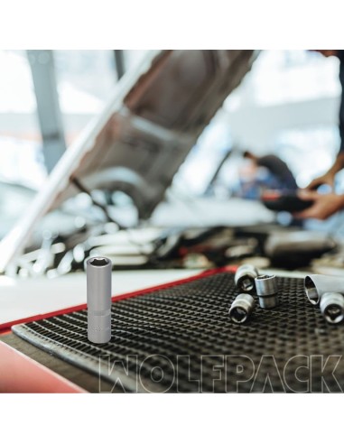 Llave Vaso 1/2" Hexagonal Larga 15 mm. Perfil de 6 caras. Acero Cromo Vanadio, Aristas Redondas