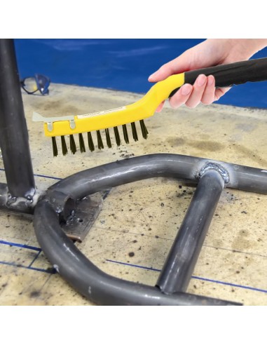 Cepillo Manual Acero Soldador Con Rascador, Mango de plástico, Cepillo Soldaduras, Cepillo Taller