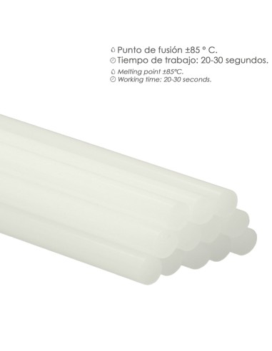 Barras De Pegamento Caliente Ø 7,2 mm. bolsa De 500 Gramos. Barras Silicona, Pegamento Pistola Termofusible, Silicona Pistola