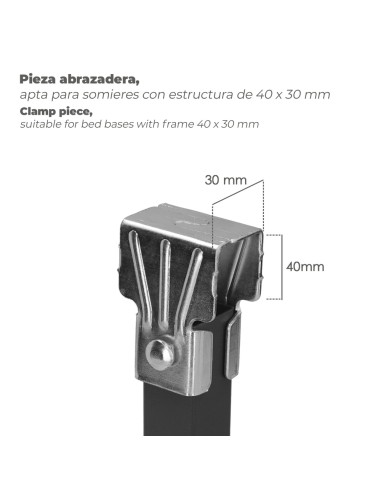 Juego Patas Somier Cuadradas (4 Unidades) Tubo 30x30 mm. Para Somier de 40x30 mm. Altura 25 cm.