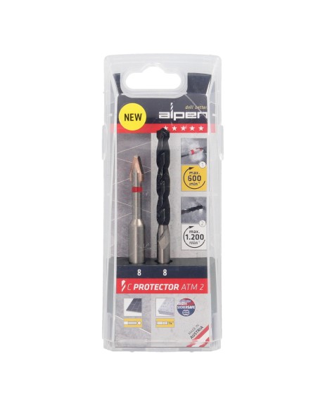 Broca Alpen Materiales Porcelanicos Muy Duros Ø 8 mm. Kit 2 brocas. Sin Refrigeración,