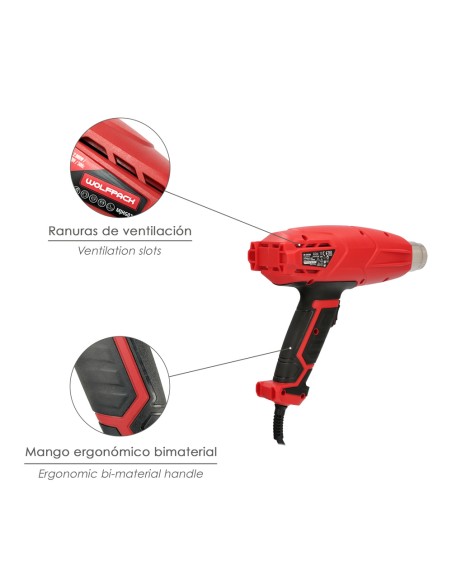 Pistola Aire Caliente 2000 Watt. 2 Potencias Con Accesorios. Decapador, Pistola Decapar Aire Caliente