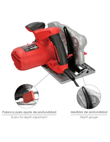 Sierra Circular 1300 Watt. Con Laser Disco 185 mm. 4.700 RPM Corte Inglete Regulador de Profundidad. Ingletadora, Sierra Madera