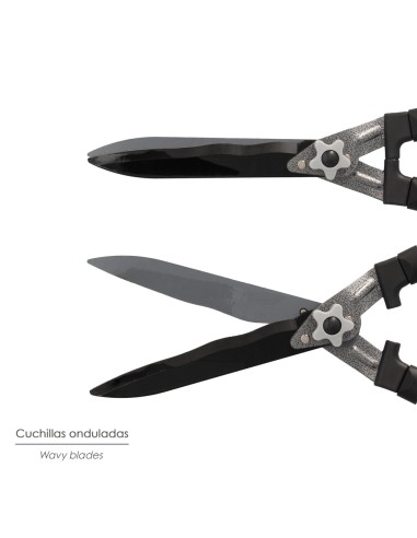 Tijera Podar Setos 2 Manos Aluminio 63 cm. Hojas Acero Antiadherente, Mango TPR, Ajuste Corte