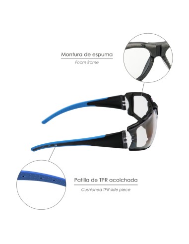 Gafas de Seguridad Acolchadas Cristales Transparentes Con Patillas Engomadas EN/166