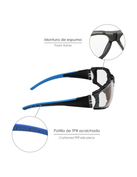 Gafas de Seguridad Acolchadas Cristales Transparentes Con Patillas Engomadas EN/166