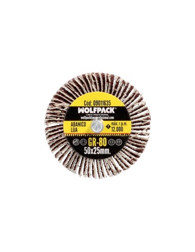 Abanico Lija Grano 80 Medida Ø 50 x 25 mm. Disco Abrasivo Laminas, Ruedas Mil Hojas, Ruedas Abrasivas,Lijado,Desbaste,Pulir