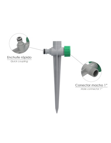 Aspersor Plástico 3 Brazos Con Pincho Con Regulador de Presión.