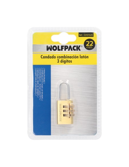 Candado Combinación Laton 22 mm. 3 dígitos