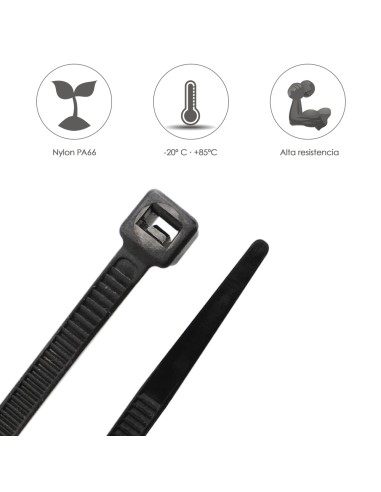 Brida Nylon 100%. Color Negro 9,0 x 780 mm. Bolsa 100 unidades. Abrazadera Plastico, Organizador Cables, Alta Resistencia
