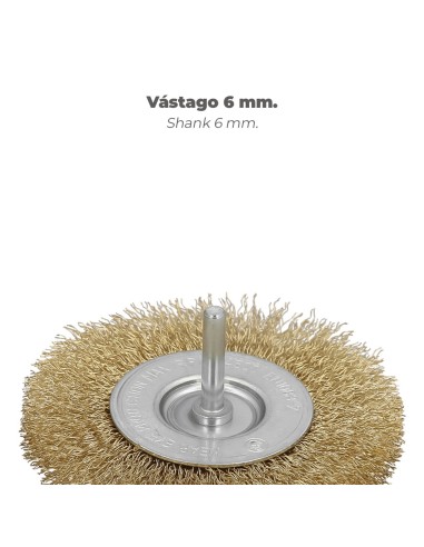 Cepillo Acero Latonado Para Taladro. Disco Ø 75 mm. Espiga 1/4" Cepillo Taladro Alambre Latón, Cepillo Limpieza, Cepillo Pulir.