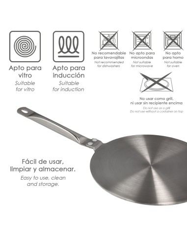 Adaptador Para Induccion / Vitroceramica Ø 19.5 cm. 3 Capas Acero Inoxidable / Aluminio