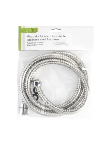 Flexo / Manguera Ducha Acero Inoxidable 2,00 Metros Accesorios de Latón. Flexible, Resistente a Torceduras, Conexión Estandar