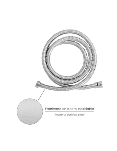 Flexo / Manguera Ducha Extensible Acero Inoxidable 1,7 a 2 Metros Accesorios de Latón. Flexible, Resistente a Torceduras,
