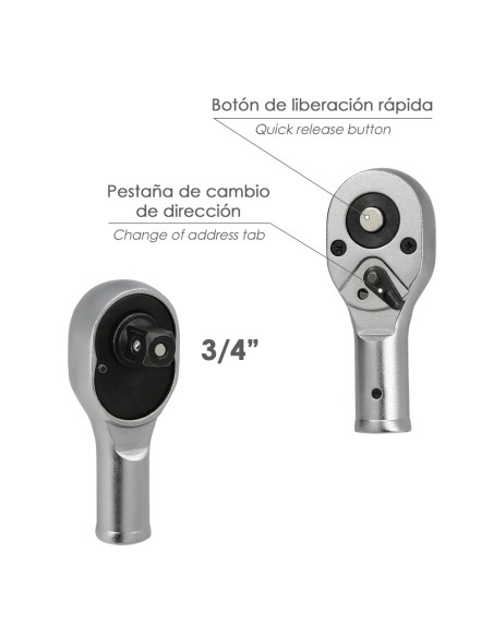 Juego Llaves De Vaso de Acero Cromo Vanadio con 21 Piezas 3/4" Plus Con Maletin.