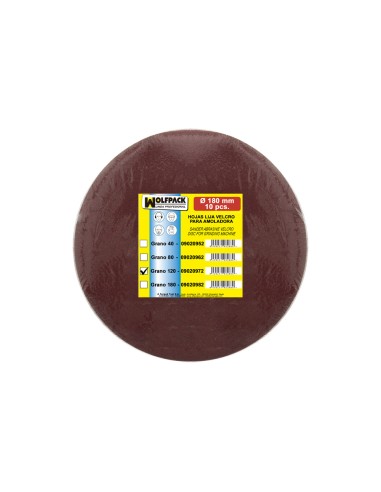 Lija Recambio Velcro Para Amoladora Ø 180 mm. grano 120 (10 Piezas)